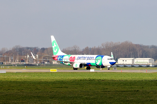 PH-HSI Transavia Boeing 737 of Peter Pan holidayclub at Rotterdam the Hague Airport in the Netherlands