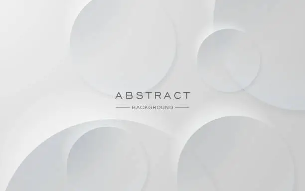 Vector illustration of modern dynamic white gray circle shape shadow and light dimension background. eps10 vector