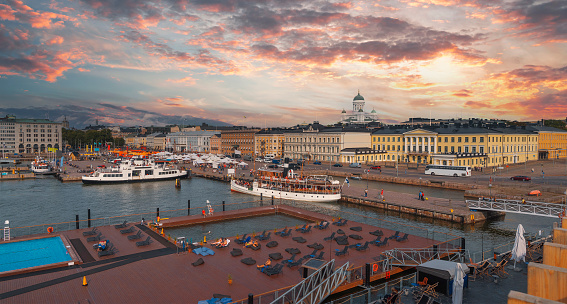 Market Square and Helsinki Presidential Palace. Finland