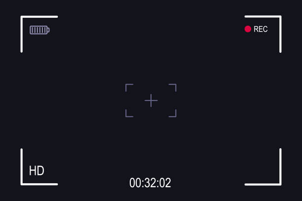 camera display. vector template for photo or hd video cam. - güvenlik kamerası stock illustrations