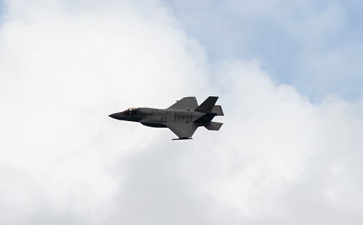 Lockheed Martin F-35B Lightning II Fighter Jet Of United States Marine Corps In Aerial Demonstration At Changi Airport.