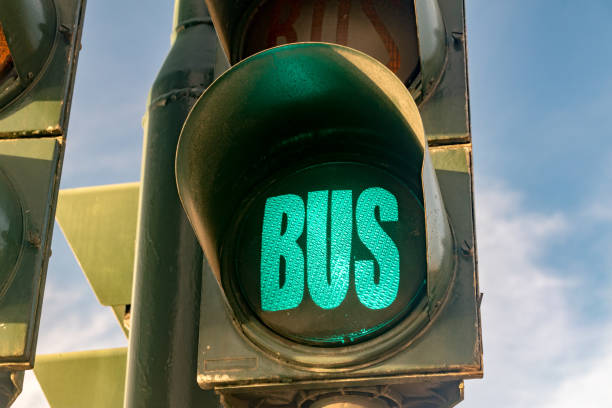 istock Traffic green light for buses on the crossroad. 1475076831