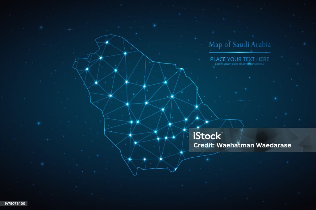 Saudi Abstract Map Abstract Map Of Saudi Arabia Geometric Mesh Polygonal Network Line ...