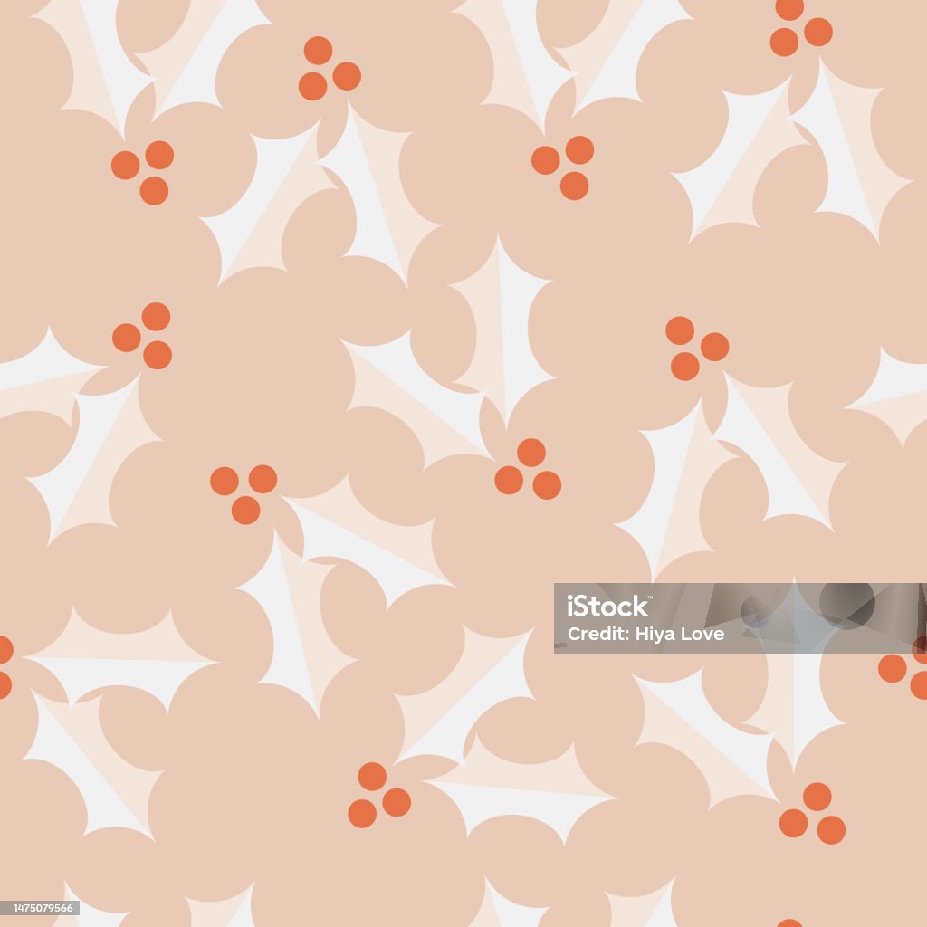 Holly Repeat Pattern Seamless Repeat Pattern Of Pink And White Christmas Holly Stock ...