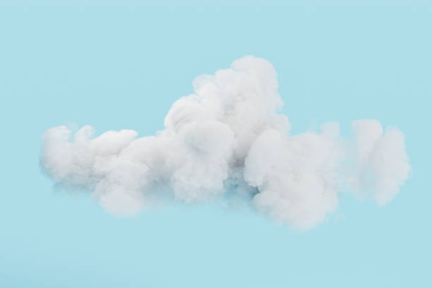 istock White cloud isolated on blue background. 3D redering 1475081346