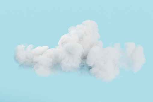 White cloud isolated on blue background. 3D redering