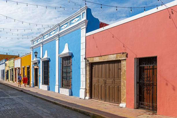 Campeche City Street, Mexico stock photo