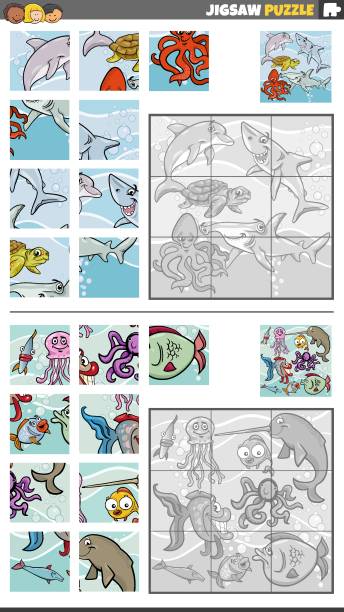 istock jigsaw puzzle game set with cartoon marine animals 1475090315