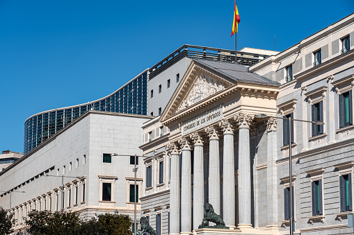 Congress of Deputies, seat of the legislative courts of the country in Madrid, Spain