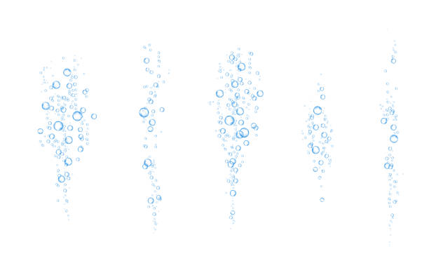 산소 기포는 흰색 배경에 물에 흐를. - air equipment flowing water oxygen stock illustrations