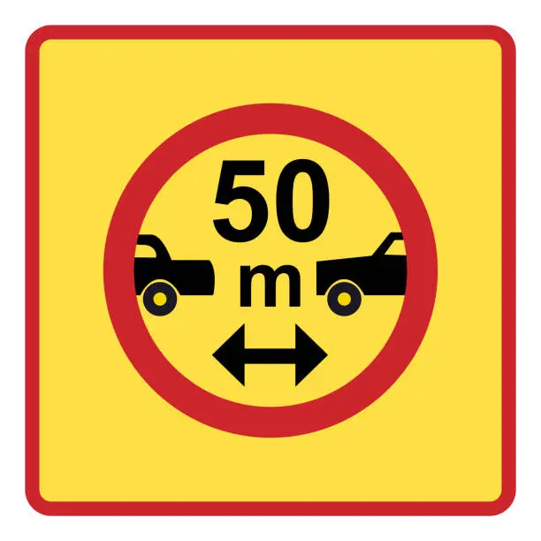 Vector illustration of Traffic signs. Road signs. Instruction road signs. Road signs acting on the area. Minimum distance limit.