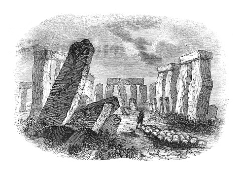 Vintage engraved illustration isolated on white background - Stonehenge