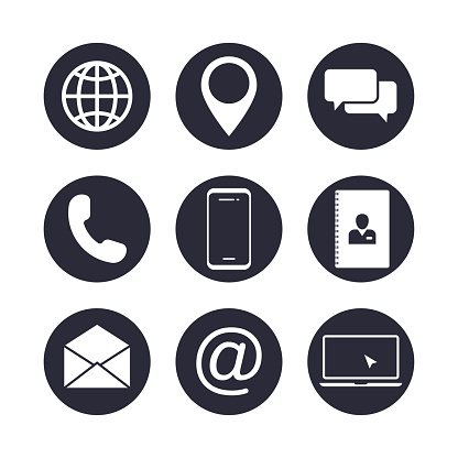 Vector set of communication icons. Contact us.
