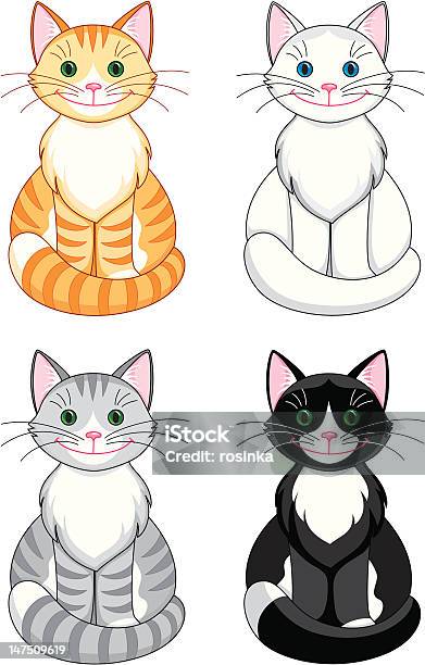 Cartoon Cats Stock Illustration - Download Image Now - Animal, Animal Body Part, Animal Eye