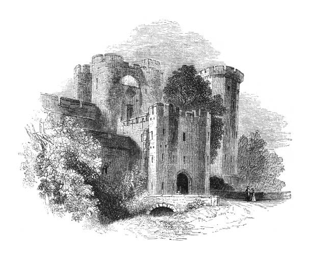 istock Medieval Warwick castle in Warwick (England) - Vintage engraved illustration 1475096764