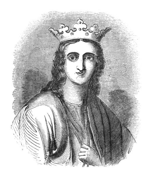 ilustraciones, imágenes clip art, dibujos animados e iconos de stock de leonor de aquitania - reina de francia (1137-1152) y reina de inglaterra (1154-1189) - ilustración grabada vintage - eleanor