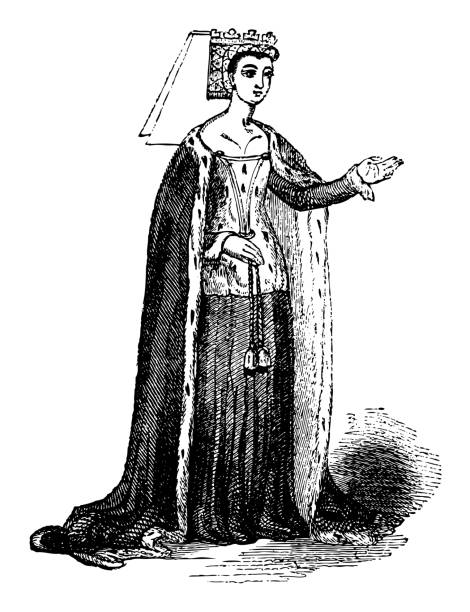 anne neville - królowa anglii, księżna walii i żona króla ryszarda iii (1483-1485) - vintage grawerowana ilustracja - engraving women engraved image british culture stock illustrations