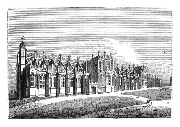 istock St George's chapel in Windsor,  south front (England) - Vintage engraved illustration 1475100401