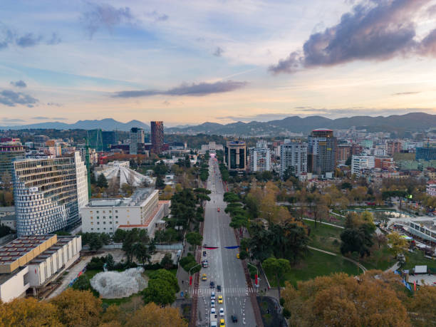 istock Tirana boulevard from drone, Albanian Capital 1475102339