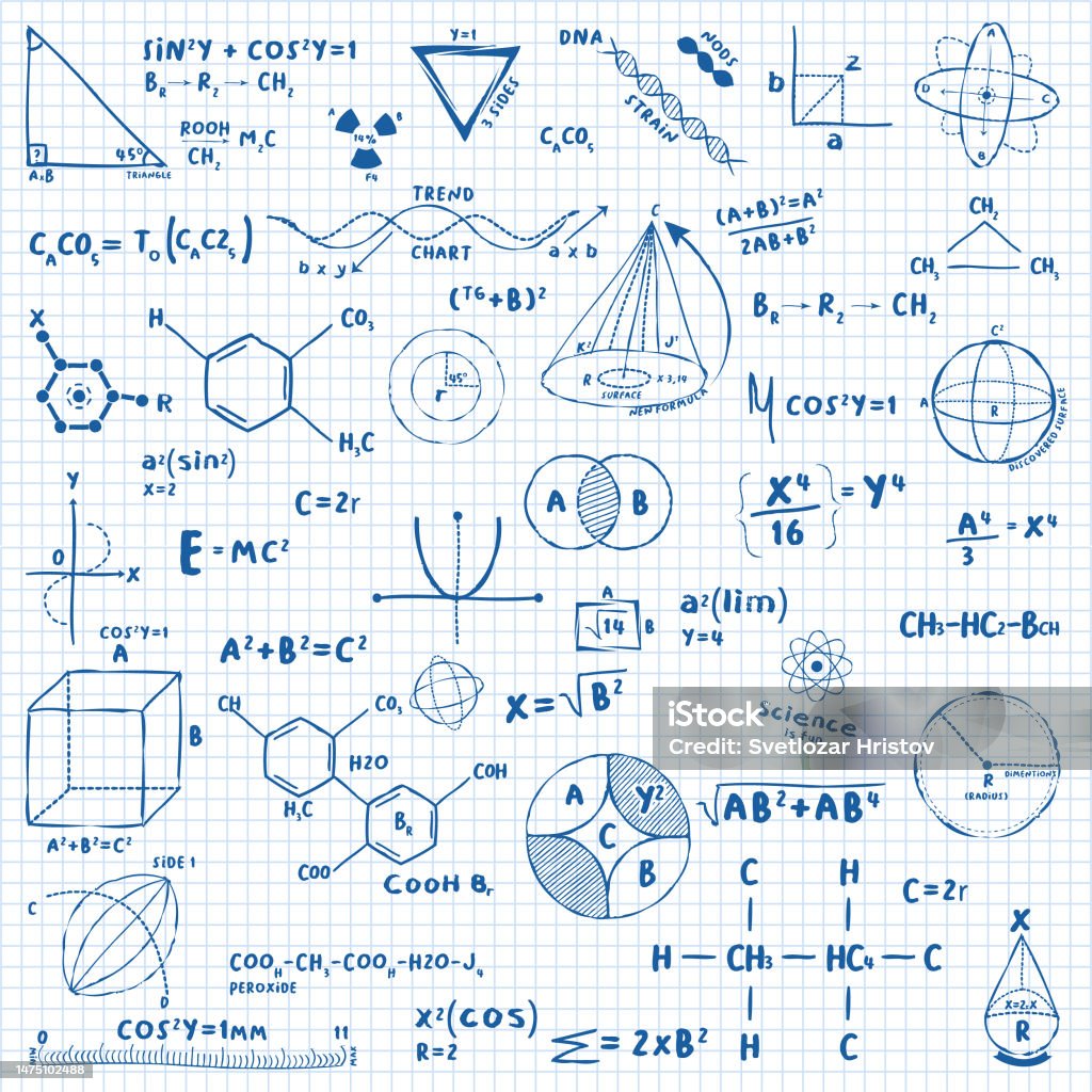 Science And Math Equasions Math Equations Chemistry And Quantum Physics Research Stock ...