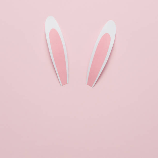 istock Rabbit or bunny paper ears on pink background. Minimal Easter concept. 1475102832