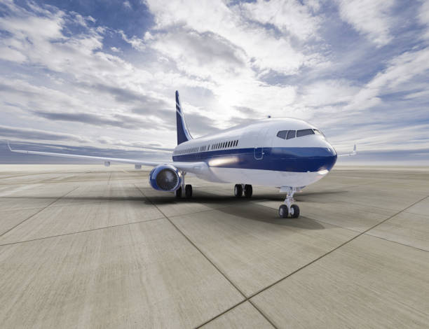 istock Airplane parked at the airport against beautiful sky, 3d render 1475106316