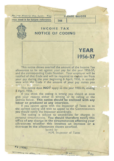 istock British income tax notice of coding for 1956-57 1475106610