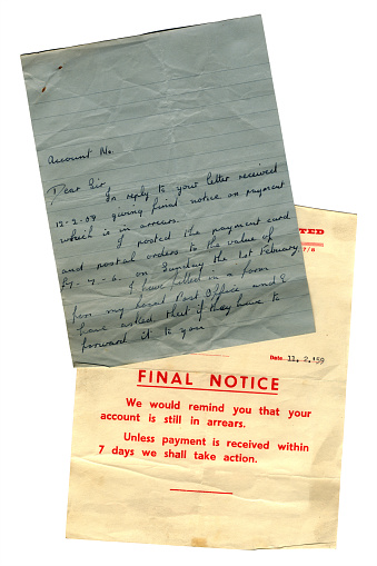 A letter written by an indignant tenant to his local council protesting that he has already paid the rent which is requested in the ‘Final Notice’ he has just received from them. (Identifying details removed.)