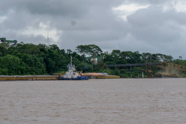 istock Several barges being loaded with grain on the sidke of the Amazon river in Brazil 1475107457