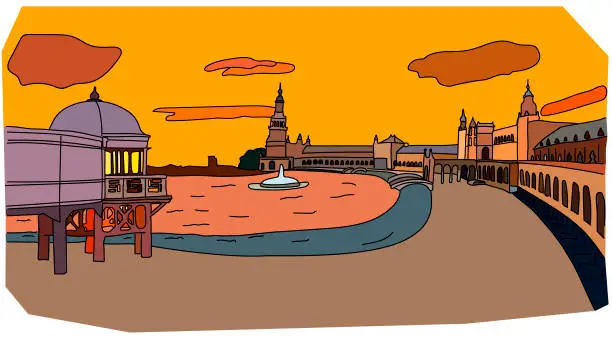 Vector illustration of Cadiz and Sevilla landscape