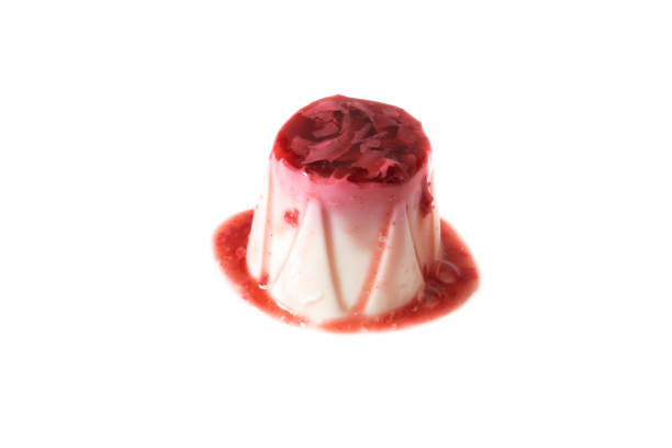 istock Panna cotta with strawberry sauce, isolated on a white background. 1475109271