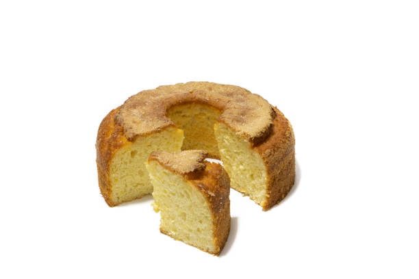 istock Yoghurt sponge cake, isolated on white background. 1475109573