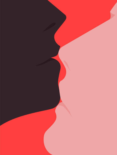 Vector illustration of interracial lesbian o gay couple. Lgbt concept. vector art illustration