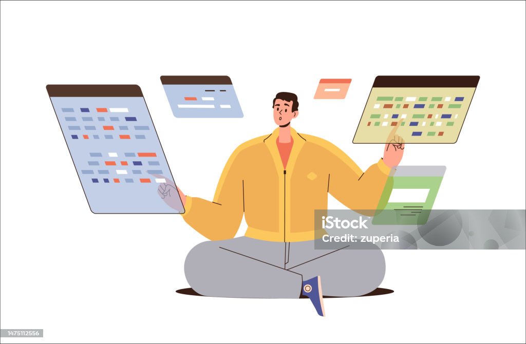 Man Programmer Working On Virtual Screen Coding Website Or Application ...
