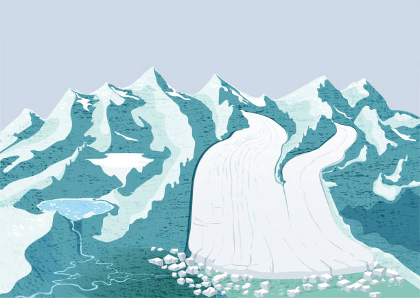 illustrazioni stock, clip art, cartoni animati e icone di tendenza di ghiacciai, formazione di ghiaccio per accumulo, compattazione e ricristallizzazione della neve. - glacier mountain ice european alps