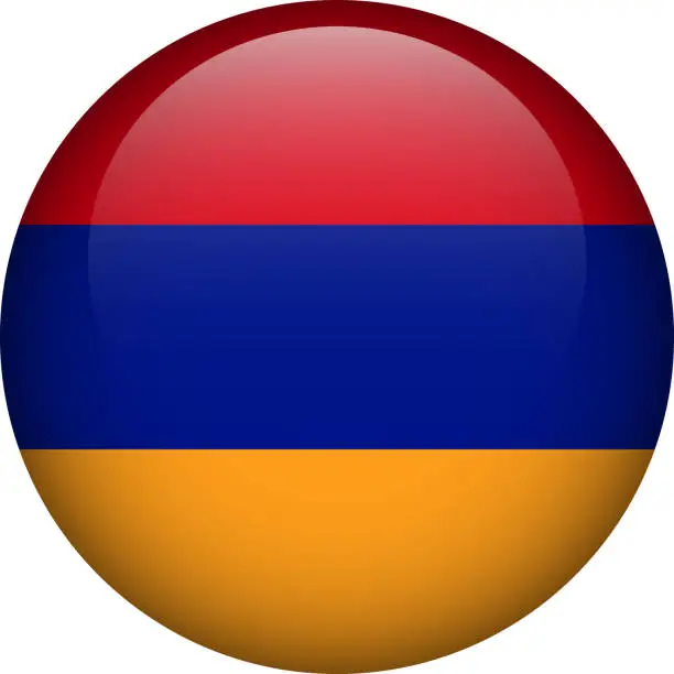 Vector illustration of Armenia flag button. Emblem of Armenia. Vector flag, symbol. Colors and proportion correctly.