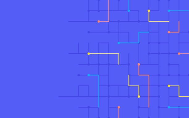 Tech Grid Artificial Intelligence Abstract Background Technology artificial intelligence AI abstract machine learning neural network grid background. computer cable stock illustrations