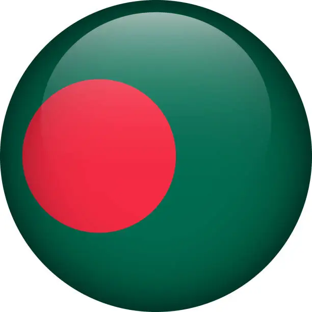 Vector illustration of Bangladesh flag button. Emblem of Bangladesh. Vector flag, symbol. Colors and proportion correctly.