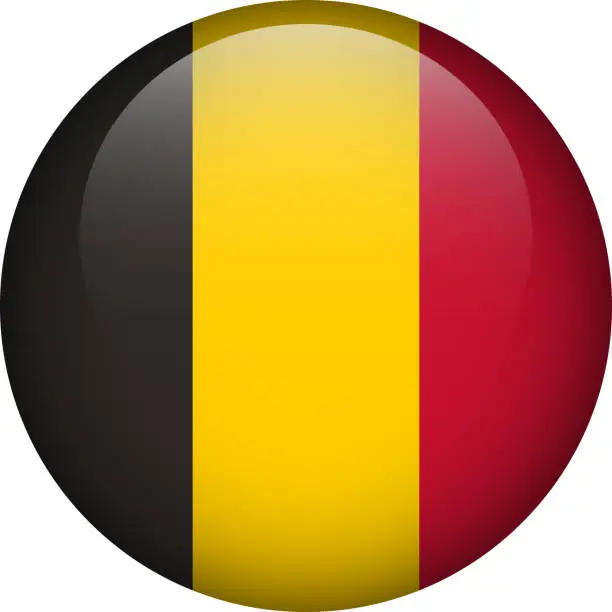 Vector illustration of Belgium flag button. Emblem of Belgium. Vector flag, symbol. Colors and proportion correctly.