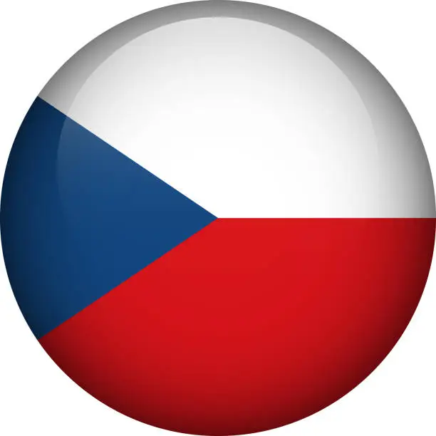 Vector illustration of Czech Republic flag button. Emblem of Czechia. Vector flag, symbol. Colors and proportion correctly.