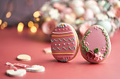 Colorful Easter Cookies on Vibrant Background