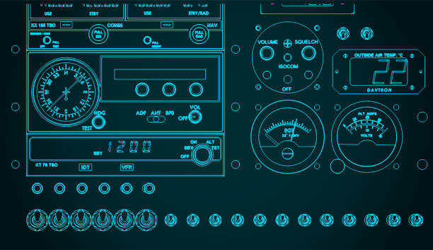 illustrations, cliparts, dessins animés et icônes de tableau de bord de contrôle de l’avion - cockpit airplane aerospace industry control