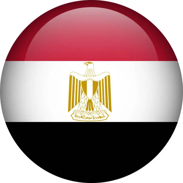 Vector illustration of Egypt flag button. Emblem of Egypt. Vector flag, symbol. Colors and proportion correctly.