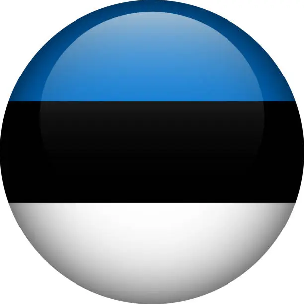 Vector illustration of Estonia flag button. Emblem of Estonia. Vector flag, symbol. Colors and proportion correctly.