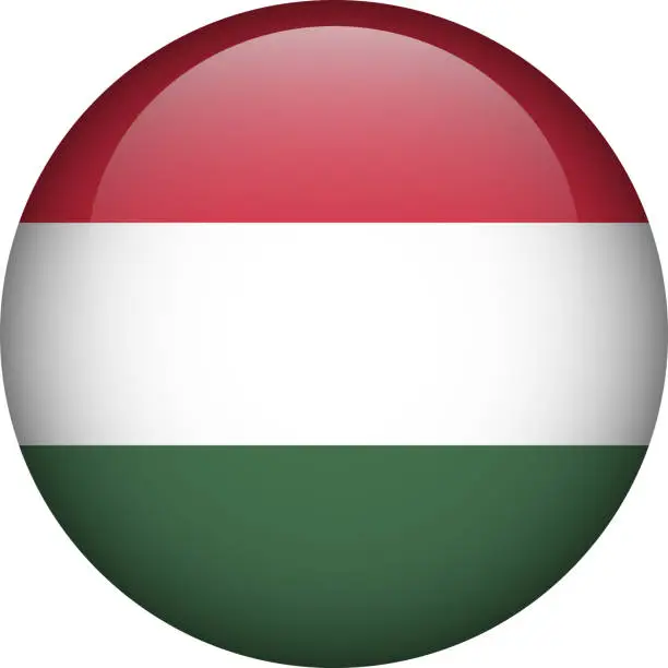 Vector illustration of Hungary flag button. Emblem of Hungary. Vector flag, symbol. Colors and proportion correctly.