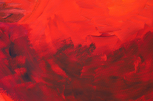 Monochrome red gradient acrylic painting as an abstract background