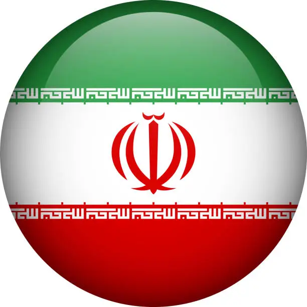 Vector illustration of Iran flag button. Emblem of Iran. Vector flag, symbol. Colors and proportion correctly.