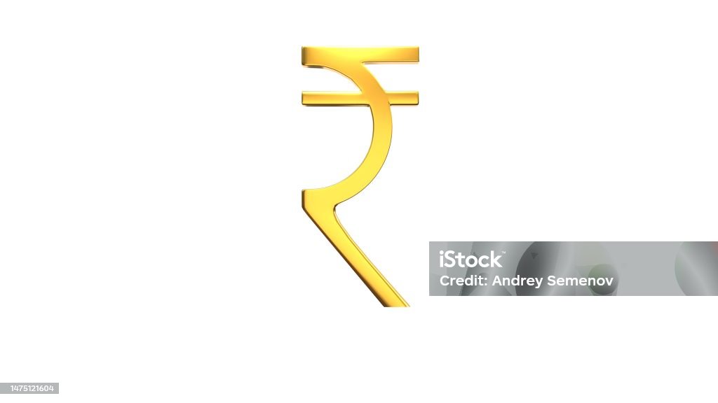 Golden Color Rupees Golden Indian Rupee Sign On White Background Stock Photo - Download ...