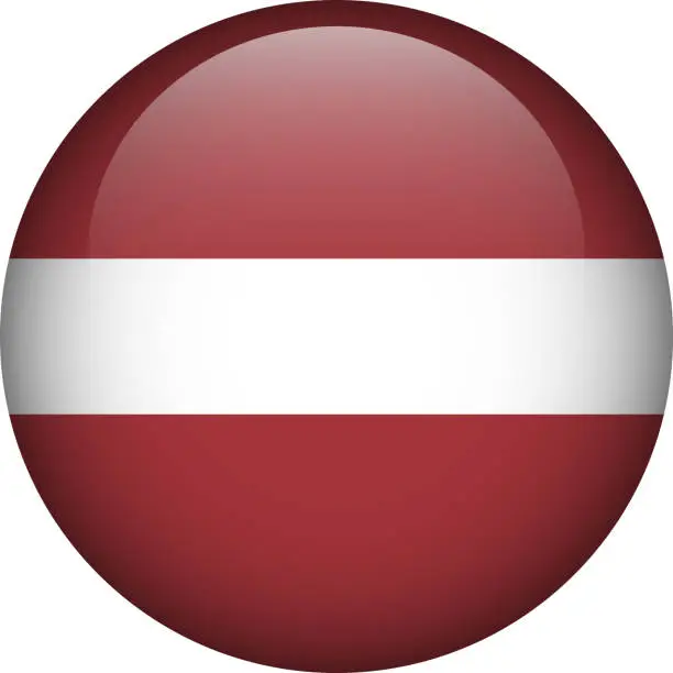 Vector illustration of Latvia flag button. Emblem of Latvia. Vector flag, symbol. Colors and proportion correctly.