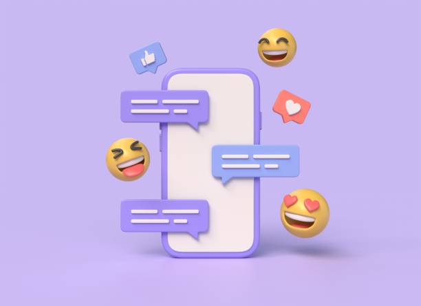 istock 3d mobile phone and speech bubbles on screen, notification thumbs up and heart. the concept of communication using messages in social networks. illustration isolated on purple background.3d rendering 1475122796